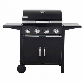 Mayfield 4 Burner Gas Barbeque - Stainless Steel/Plastic - L58 x W130 x H103 cm - Black