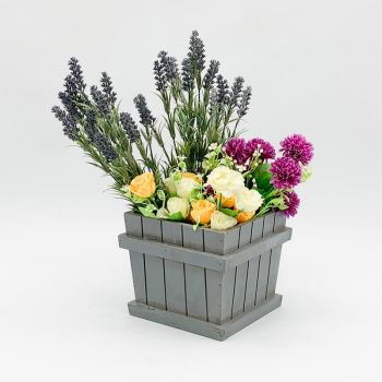 Planter - Wooden - L20 x W20 x H20 cm - Grey