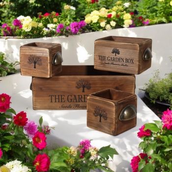 "The Garden Box" - Crate Planters (Set of 4) - Wood
