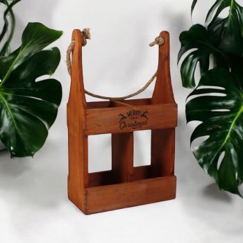 2 Bottle Wine Holder - Wood - L10 x W21 x H39 cm