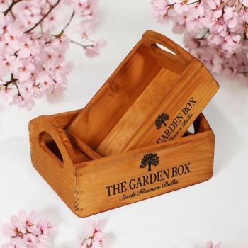 "The Garden Box" - Flower Planters (Set of 2) - Wood