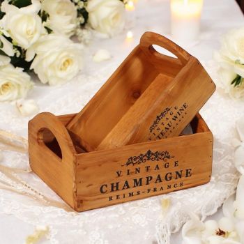 "Vintage Champagne" - Flower Planters (Set of 2) - Wood