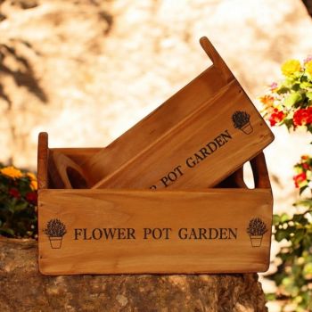"Flower Pot Garden" - Flower Planters (Set of 2) - Wood