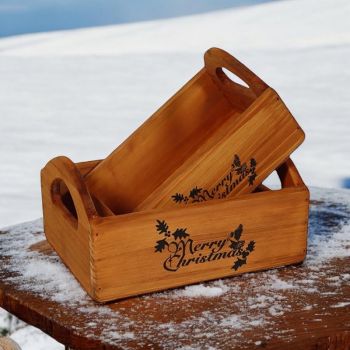 "Merry Christmas" - Wooden Crates (Set of 2)