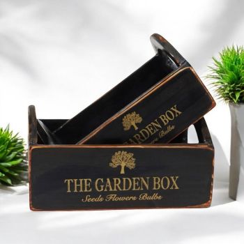 "The Garden Box" - Crate Planters (Set of 2) - Wood - Black