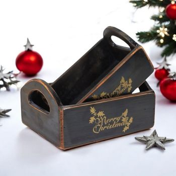 Christmas Boxes (Set of 2) - Wood - Black