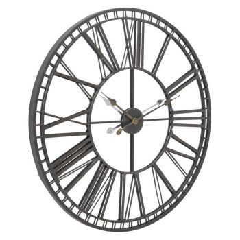 Skeleton Mirror Wall Clock - Iron - L4.5 x W80 x H80 cm - Black