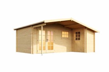 Little Rock-Log Cabin, Wooden Garden Room, Timber Summerhouse, Home Office - L558.7 x W480 x H245.1 cm
