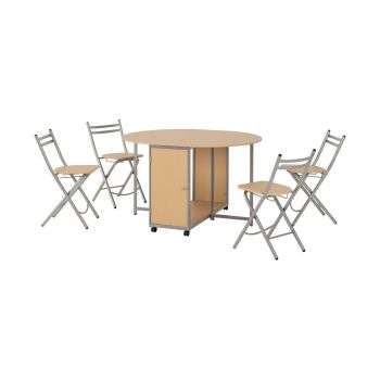 Budget Indoor Butterfly Dining Set - Beech/Silver