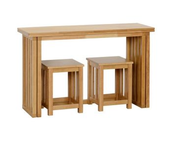 Richmond Foldaway Dining Set (2 Stools) - Oak Varnish