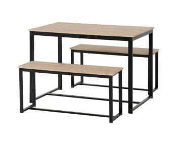 Lincoln 1+2 Dining Bench Set - Sonoma Oak Effect/Black