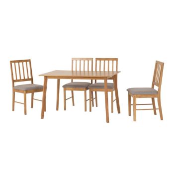 Austin 1+4 Indoor Dining Set - Oak Effect/Grey Fabric