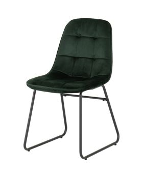 Lukas Dining Chair (Pack of 2) - L54 x W43 x H81 cm - Emerald Green Velvet