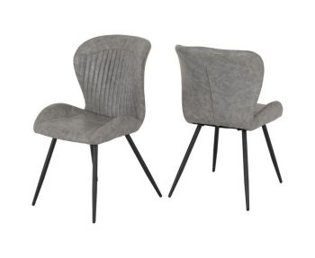 Quebec Chair (Box of 4) - L62 x W51 x H90.5 cm - Grey Faux Leather