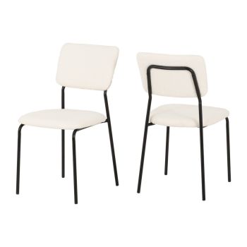 Sheldon Indoor Dining Chair - L53 x W45 x H84.5 cm - Ivory Boucle Fabric