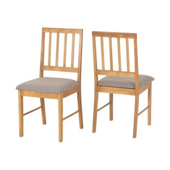 Austin Indoor Dining Chair (Pack of 2) - L52 x W45 x H92.5 cm - Oak Effect/Grey Fabric