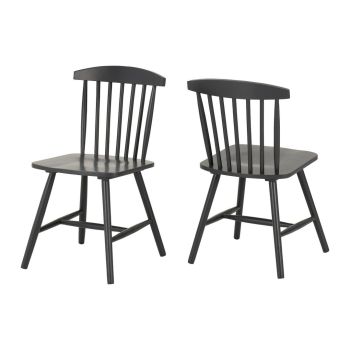 Emery Indoor Dining Chair (Pack of 2) - Rubberwood - L50 x W45 x H79 cm - Dark Grey