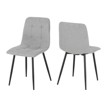 Fenton Indoor Dining Chair (Pack of 2) - L53 x W44 x H86.5 cm - Light Grey Fabric
