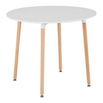 Lindon Dining Table - L90 x W90 x H74.5 cm - White/Natural Oak