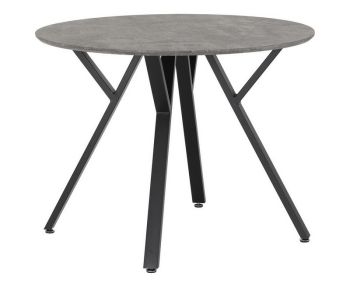 Athens Round Dining Table - L100 x W100 x H76.5 cm - Concrete Effect/Black