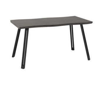 Quebec Wave Edge Dining Table - L80 x W140 x H76 cm - Black Wood Grain/Black