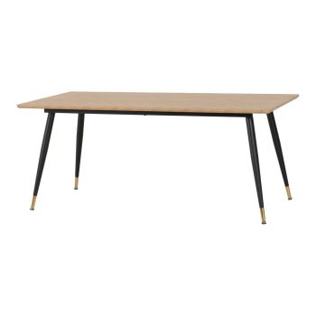 Hamilton Large Dining Table - L90 x W180 x H75.5 cm - Medium Oak Effect/Black
