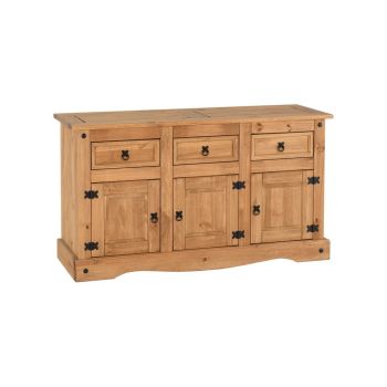 Corona 3 Door 3 Drawer Sideboard - L48 x W144 x H81 cm - Distressed Waxed Pine