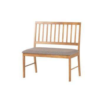 Austin Indoor Dining Bench - L52 x W89 x H92.5 cm - Wood - Oak Effect/Grey Fabric
