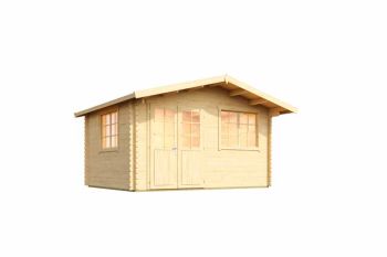 Norderney 2-Log Cabin, Wooden Garden Room, Timber Summerhouse, Home Office - L444.6 x W390 x H256.5 cm