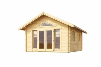 Caroline 2 + Window set 2-Log Cabin, Wooden Garden Room, Timber Summerhouse, Home Office - L675 x W489.9 x H330.6 cm