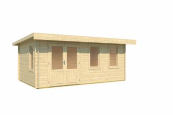 Baruda 53-Log Cabin, Wooden Garden Room, Timber Summerhouse, Home Office - L570 x W415 x H222.3 cm