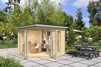 Oban-Log Cabin, Wooden Garden Room, Timber Summerhouse, Home Office - L282.3 x W282.3 x H240.5 cm