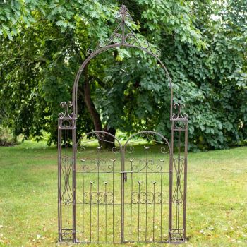 Woodland Gates with Arch - L147 x W22 x H254 cm - Rusty