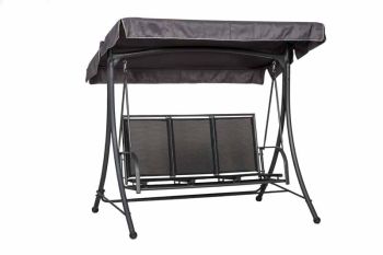 Sorrento 3 Seater Swing Hammock - Steel/Textylene Fabric - L208 x W122 x H178 cm - Black