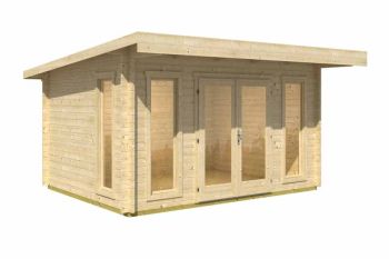 Barbados 3-Log Cabin, Wooden Garden Room, Timber Summerhouse, Home Office - L459 x W419 x H241.94 cm