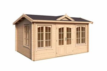 Windsor 44-Log Cabin, Wooden Garden Room, Timber Summerhouse, Home Office - L440 x W340.8 x H239.4 cm