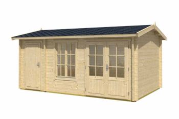 Wrexham 2-Log Cabin, Wooden Garden Room, Timber Summerhouse, Home Office - L525 x W350.8 x H250.8 cm