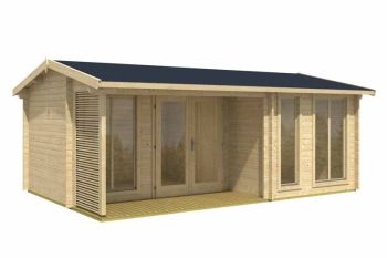 Montrose 44-Log Cabin, Wooden Garden Room, Timber Summerhouse, Home Office - L615 x W429.7 x H250.8 cm