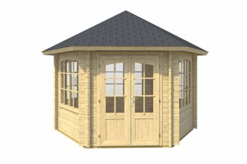 Ilmenau-Log Cabin, Wooden Garden Room, Timber Summerhouse, Home Office - L420 x W363.7 x H306.7 cm