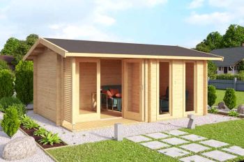 Hampshire-Log Cabin, Wooden Garden Room, Timber Summerhouse, Home Office - L480 x W376.1 x H239.4 cm