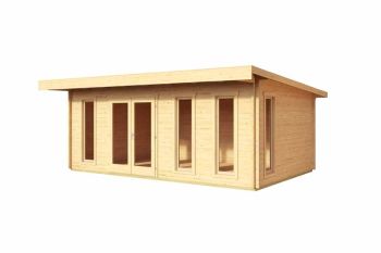 Barbados 6-Log Cabin, Wooden Garden Room, Timber Summerhouse, Home Office - L628.8 x W468.8 x H233.7 cm