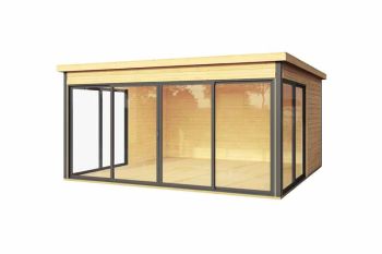 Domeo 5 + Domeo 5 Al pack ISO-Log Cabin, Wooden Garden Room, Timber Summerhouse, Home Office - L437.6 x W437.6 x H239.4 cm