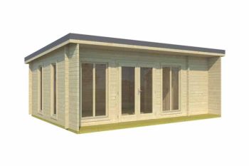 Japan-Log Cabin, Wooden Garden Room, Timber Summerhouse, Home Office - L648 x W470 x H250.8 cm