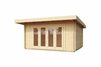 Sussex 1 + Bifold door 2600x1957-Log Cabin, Wooden Garden Room, Timber Summerhouse, Home Office - L450 x W410 x H239.4 cm