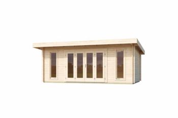 Sussex 2 + Bifold door 2600x1957-Log Cabin, Wooden Garden Room, Timber Summerhouse, Home Office - L630 x W470 x H239.4 cm