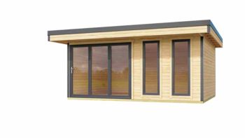 Domeo 8 + Domeo 8 Al. pack-Log Cabin, Wooden Garden Room, Timber Summerhouse, Home Office - L560 x W489.2 x H239.4 cm