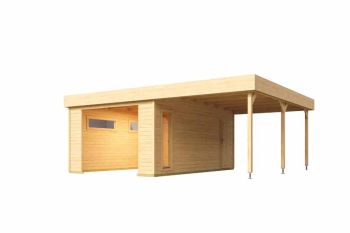 Bahamas + sectional door-Log Cabin, Wooden Garden Room, Timber Summerhouse, Home Office - L680 x W560 x H250.8 cm
