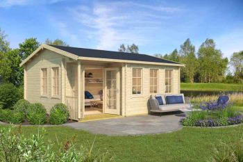 Sri Lanka w/o doors + Sri Lanka 44 SGC-Log Cabin, Wooden Garden Room, Timber Summerhouse, Home Office - L600 x W521.8 x H285 cm