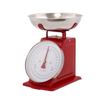 Weighing Scales - Metal/Stainless Steel/Acrylic - L21 x W14 x H25.5 cm - Red