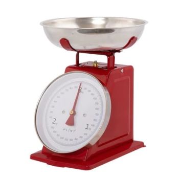 Weighing Scales - Metal/Stainless Steel/Acrylic - L21 x W21 x H25.5 cm - Red